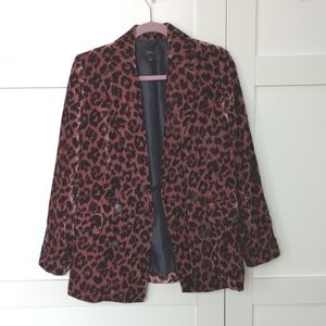 J. Crew Velvet Leopard Double Breasted Blazer
